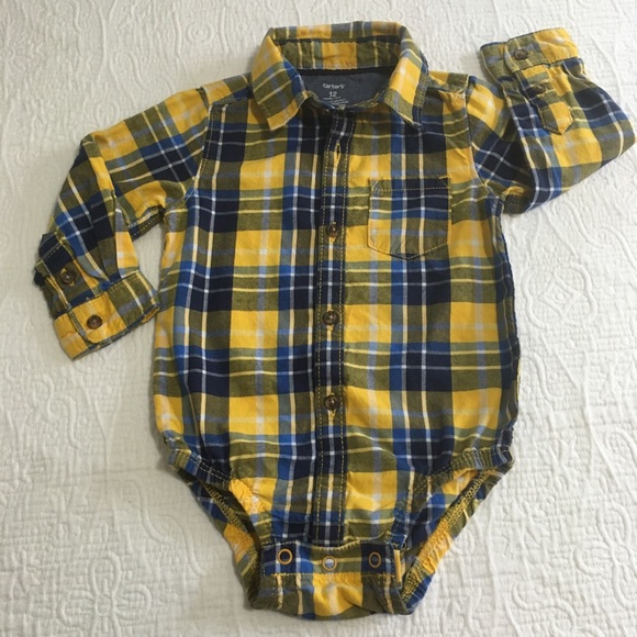 12m (4/$20) Carter’s Flannel Button-Down Bodysuit - Picture 1 of 9
